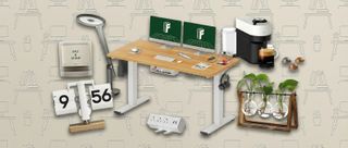 a curated list of office items on an office themed background