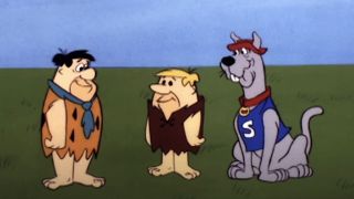 Fred Flinstone, Barney Rubble and Scooby-Dum on Laff-A-Lympics