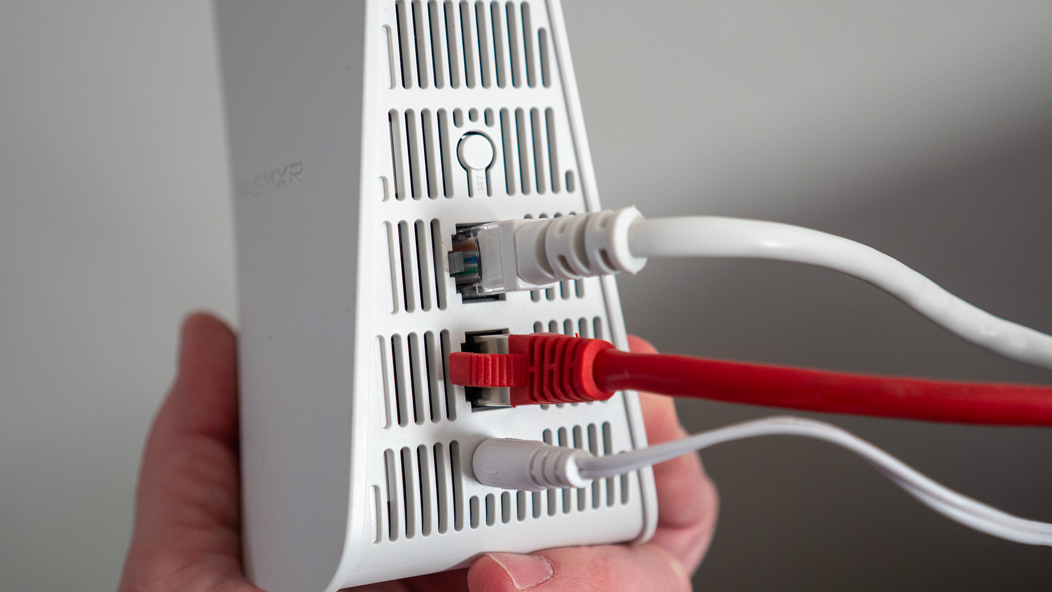 The back of the PrismXR Puppis S1 Lite with all the cables plugged in