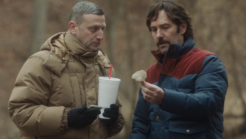 Craig Waterman (Tim Robinson) and Austin Carmichael (Paul Rudd) look at a mushroom in Friendship