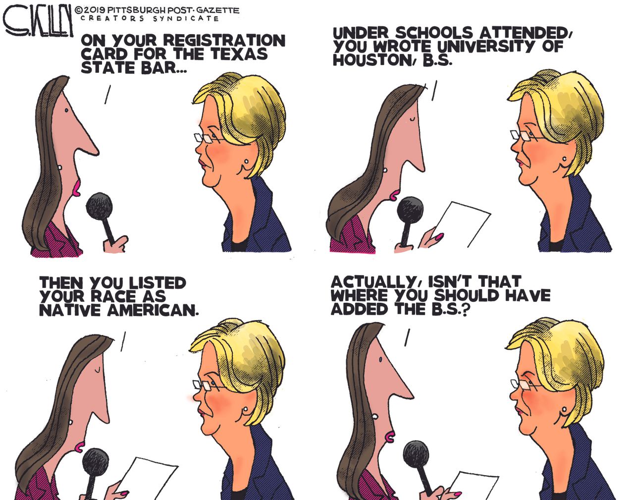 Political&amp;amp;nbsp;Cartoon&amp;amp;nbsp;U.S. Elizabeth Warren Native American DNA