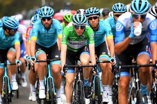 ALTODELANGLIRU SPAIN NOVEMBER 01 Daniel Martin of Ireland and Team Israel StartUp Nation Green Points Jersey Omar Fraile Matarranz of Spain and Astana Pro Team during the 75th Tour of Spain 2020 Stage 12 a 1094km stage from Pola de Laviana to Alto de lAngliru 1560m lavuelta LaVuelta20 La Vuelta on November 01 2020 in Alto de lAngliru Spain Photo by David RamosGetty Images