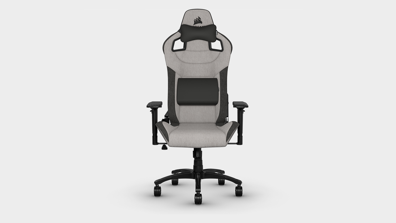 Corsair T3 Rush gaming chair on a grey background.