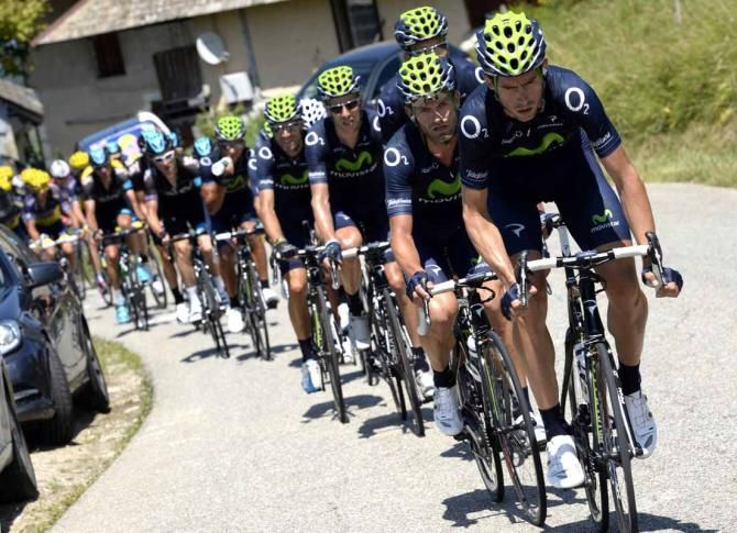 The Movistar team worked hard to set up Quintana
