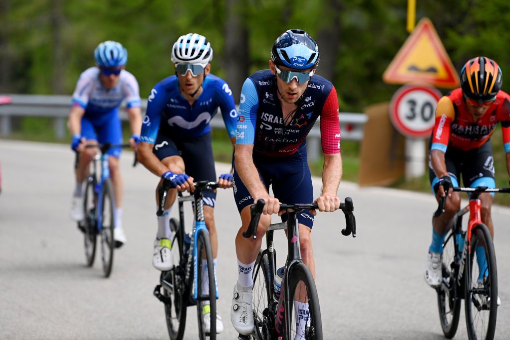 TRE CIME DI LAVAREDO ITALY MAY 26 Derek Gee of Canada and Team Israel Premier Tech competes in the breakaway during the 106th Giro dItalia 2023 Stage 19 a 183km stage from Longarone to Tre Cime di Lavaredo 2307m UCIWT on May 26 2023 in Tre Cime di Lavaredo Italy Photo by Tim de WaeleGetty Images