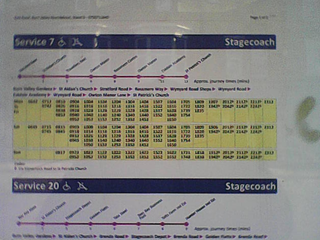 Low-rest photo of bus timetable