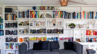 built-in bookshelves styled to demonstrate the bookshelf wealth trend