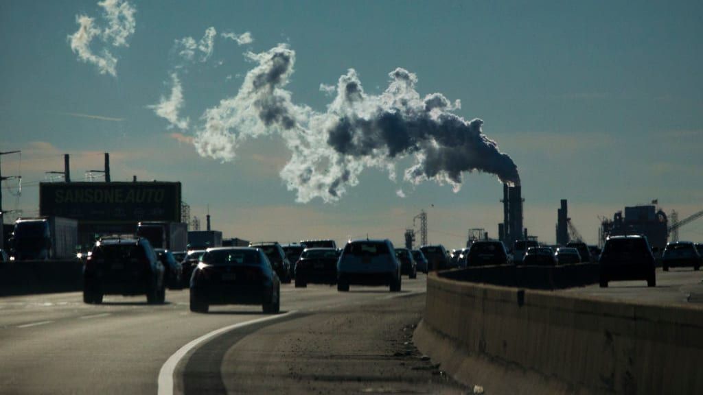 A factory in Carteret, New Jersey, emits smoke.