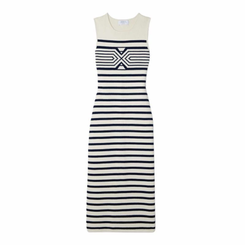 flat lay of LA LIGNE Striped cotton midi dress