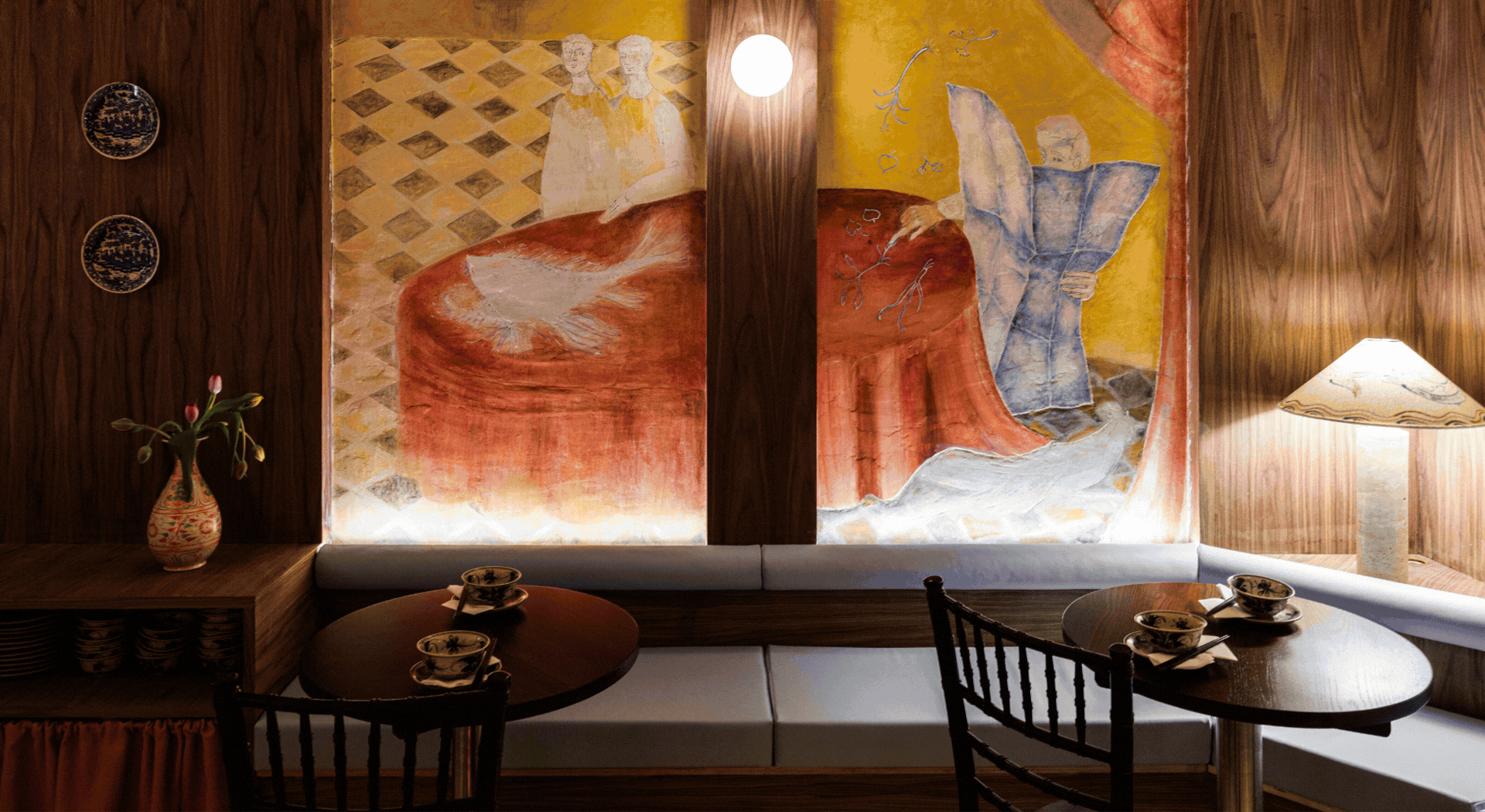 Rotating gif of artful restaurants.