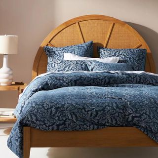 Jacquard-Woven Katerina Duvet Cover on a bed.