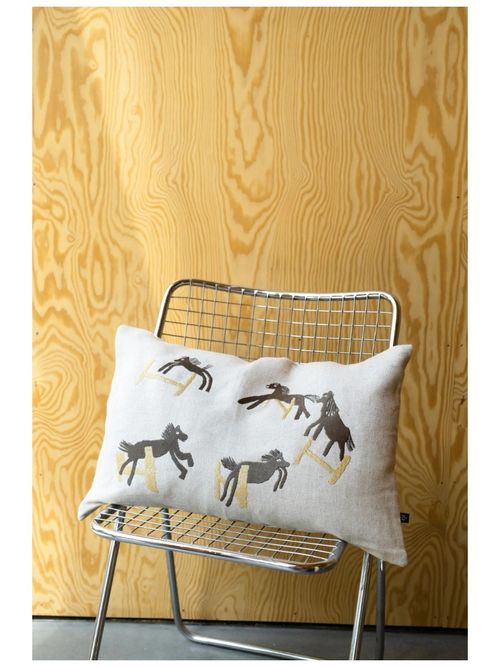 Jumping Horse Cushion, Natural