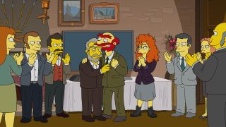 Groundskeeper Willie at party in The Simpsons
