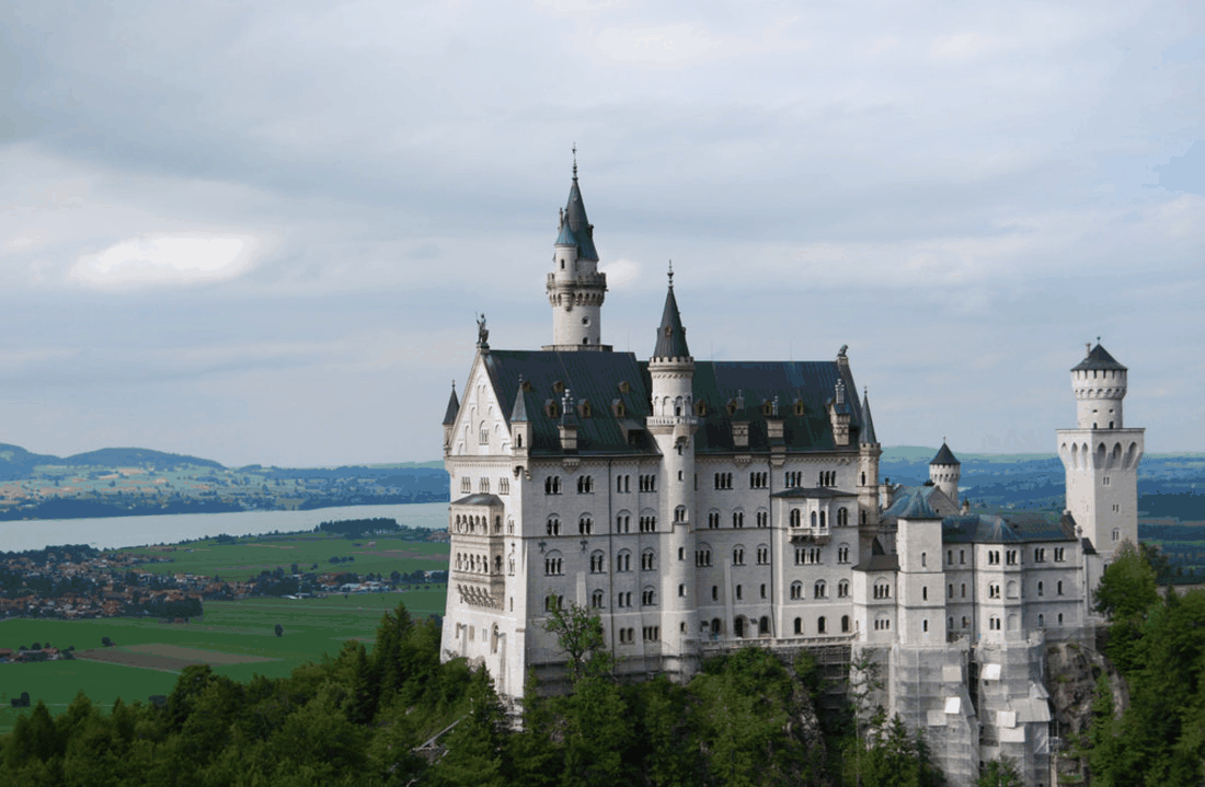 Neuschwanstein Castle in Germany is somewhat the worse for wear after Nightmare Machine's algorithms are done with it.