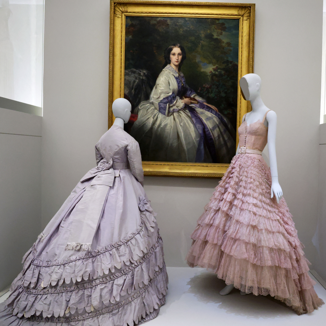two dresses inside the 2026 Met gala exhibition