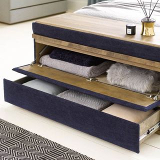 Wooden end of bed storage ottoman