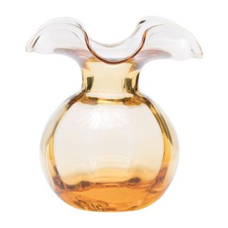 A glass vase with amber colorway