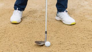 The set-up position for a bunker shot