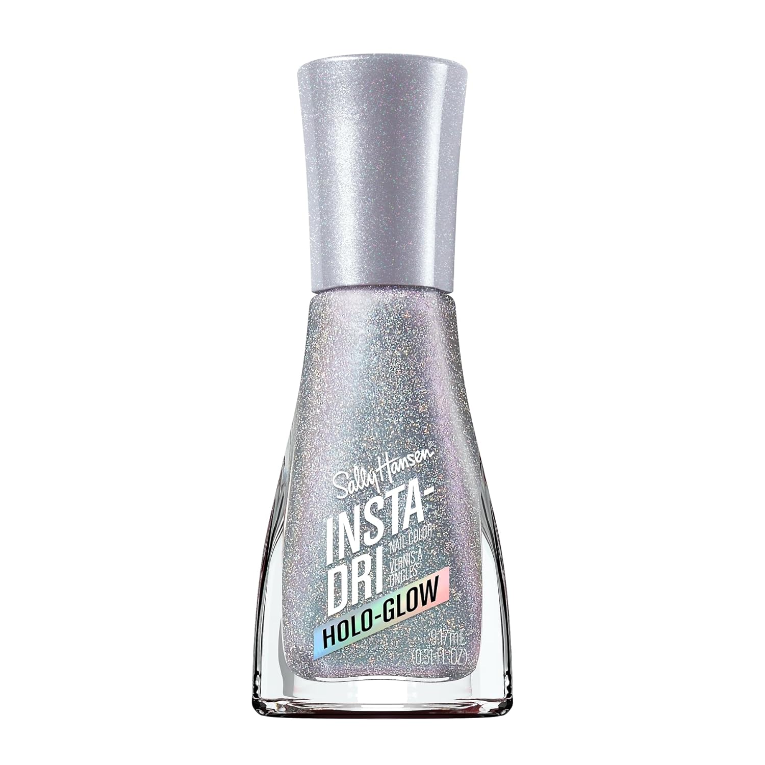 Sally Hansen Insta-Dri Holo-Glow Nail Polish | Quick Dry, Long Lasting, Streak-Free Shine | Semi-Opaque, Shimmer | 103 Euphoric | Holographic Gray Nail Color