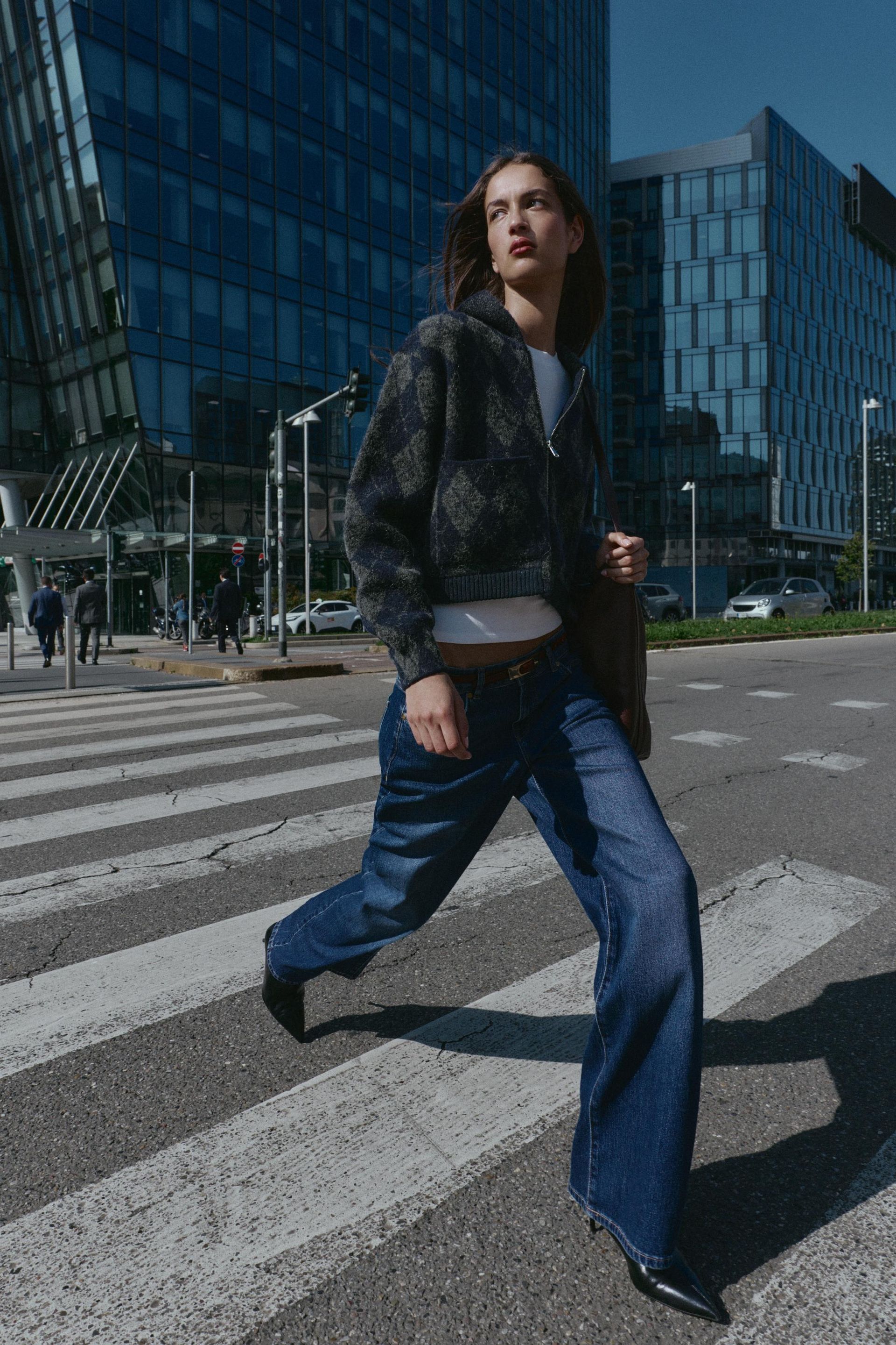 Argyle Knit Bomber Jacket