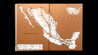 Illustrated map of Mexico and the USA in Migrant Journal