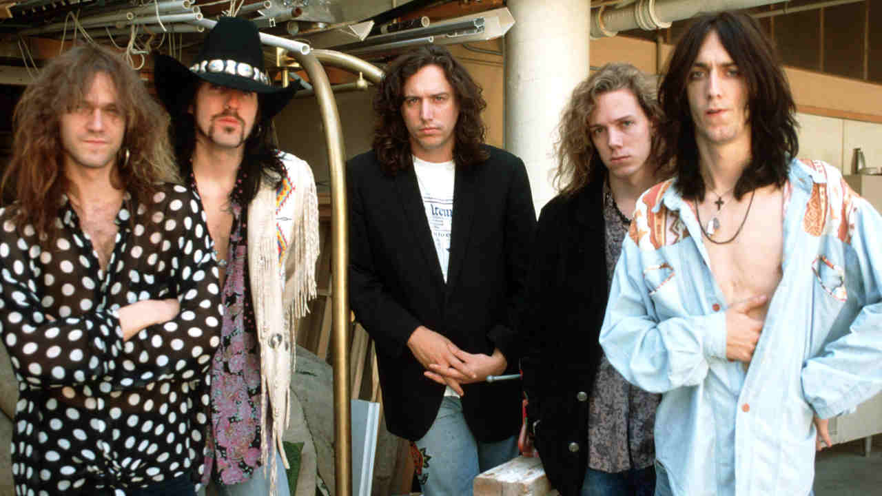 The Black Crowes posing for a photograph in 1990