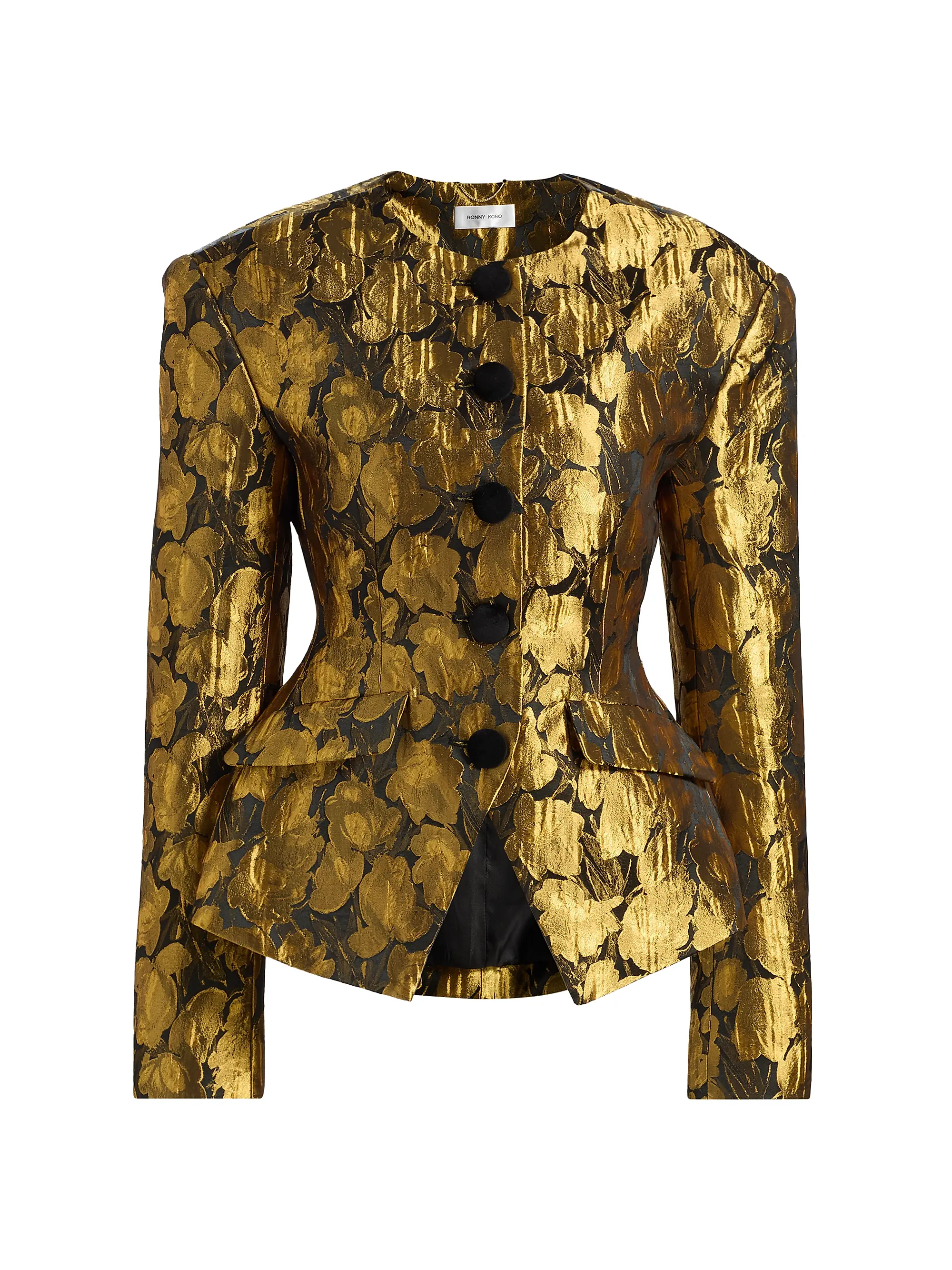 Wanda Metallic Floral Brocade Blazer