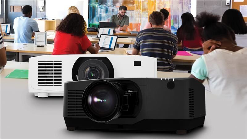 The refreshed line of Sharp projectors.