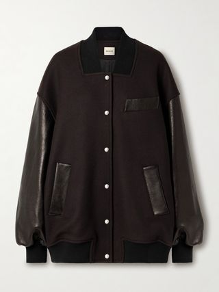 Spencer Wool-Blend Felt and Leather Bomber Jacket