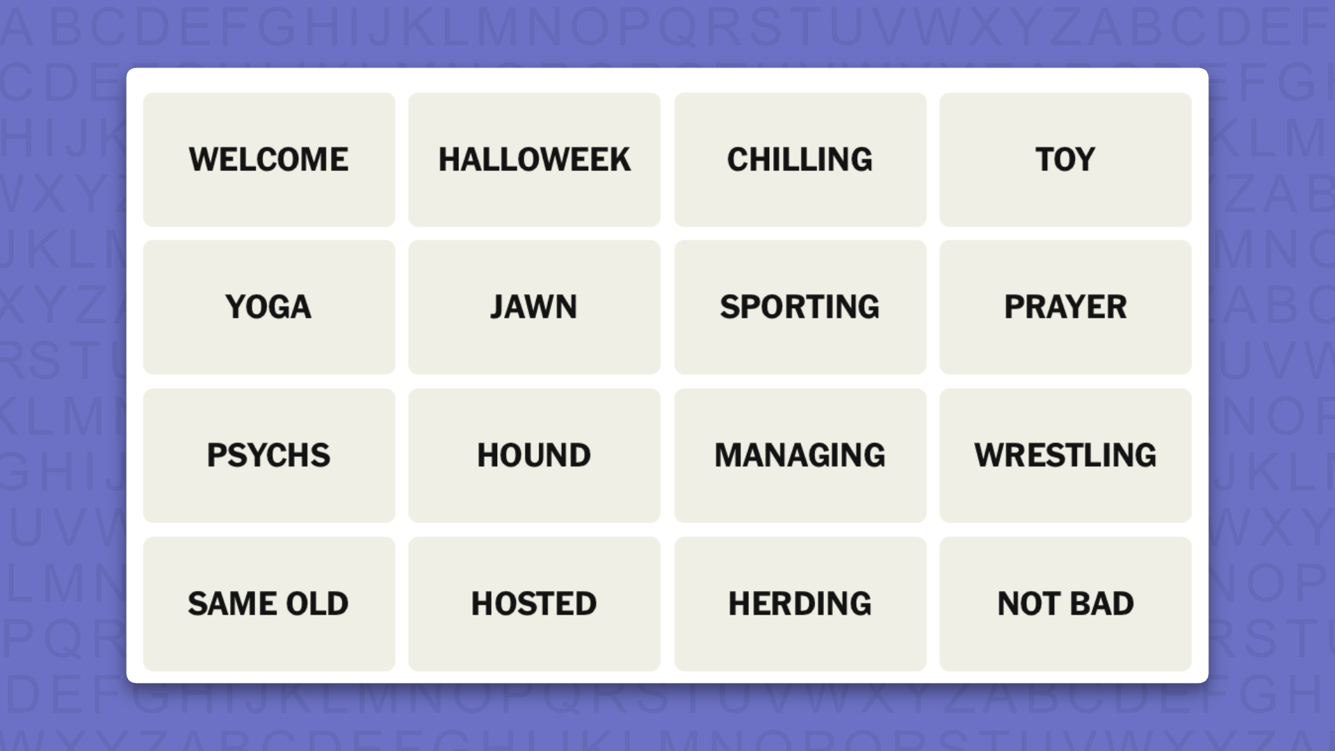 NYT Connections hints for game 1233 on a purple background