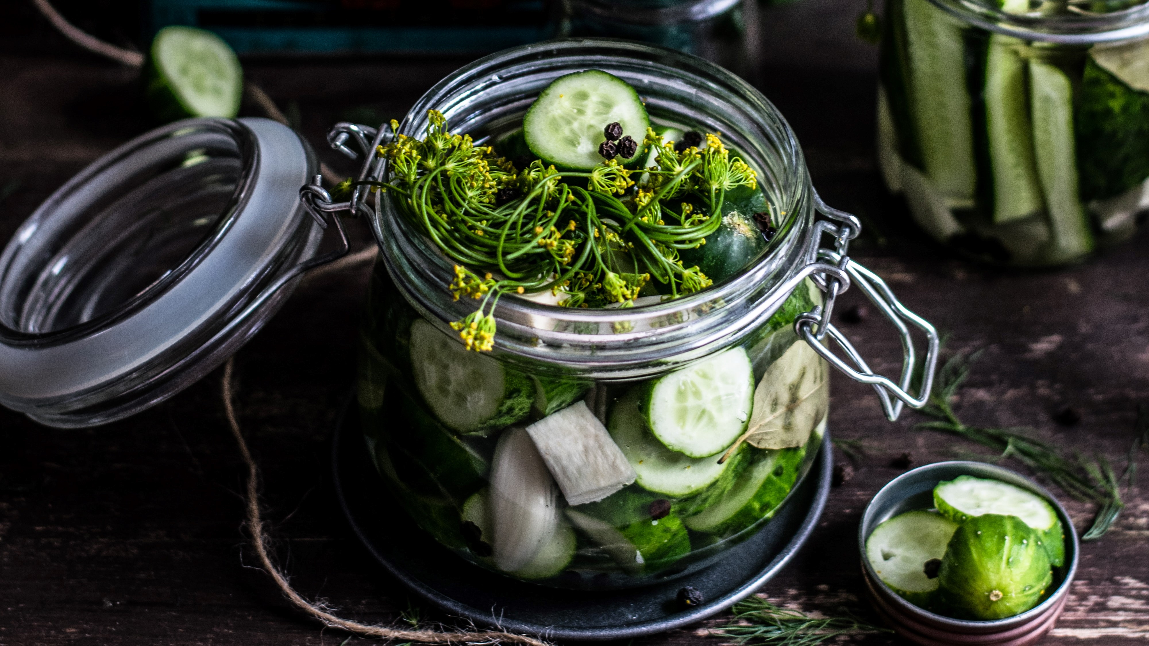 Homemade pickle jars
