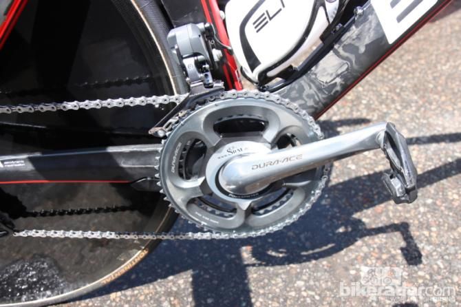 Allow stage 5 of the USA Pro Challenge was a time trial, it was an uphill time trial, so Van Garderen ran the standard 53/39 rings on his Dura-Ace SRM crank
