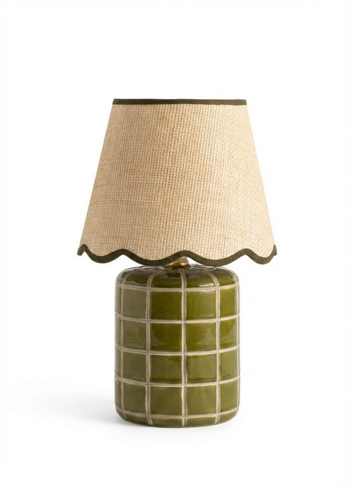 Vivienne Carved Ceramic Table Lamp - Green