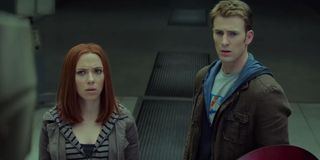 Scarlett Johansson and Chris Evans in Captain America: The Winter Soldier