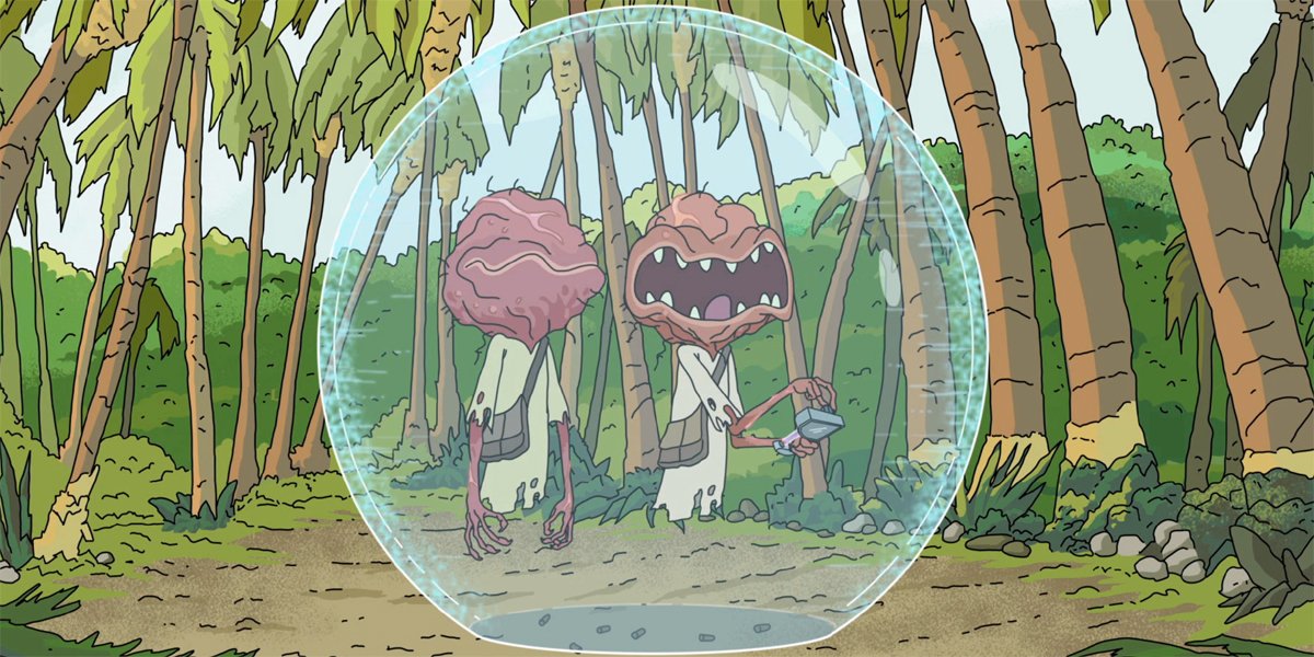 Fourth Dimensional time beings in A Rickle In Time Rick and Morty