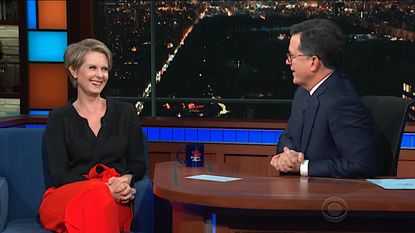 Stephen Colbert grills Cynthia Nixon