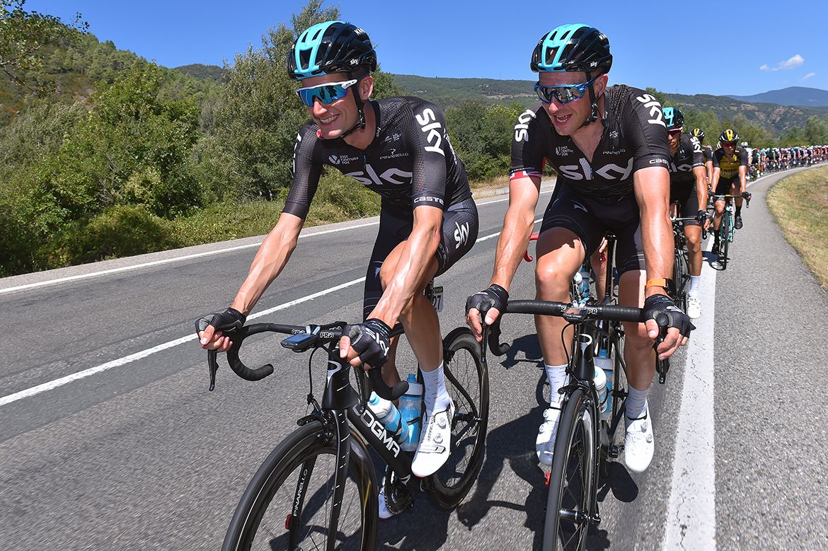 Smiles from Wout Poels and Ian Stannard
