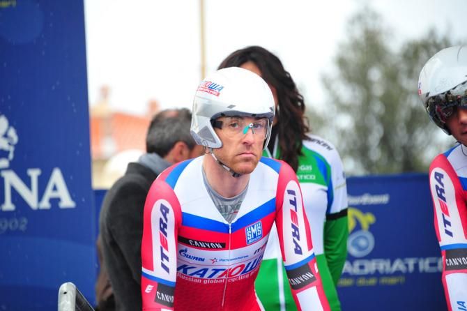 Omloop Het Nieuwsblad winner Luca Paolini (Katusha) on the start line for the team time trial at Tirreno-Adriatico.