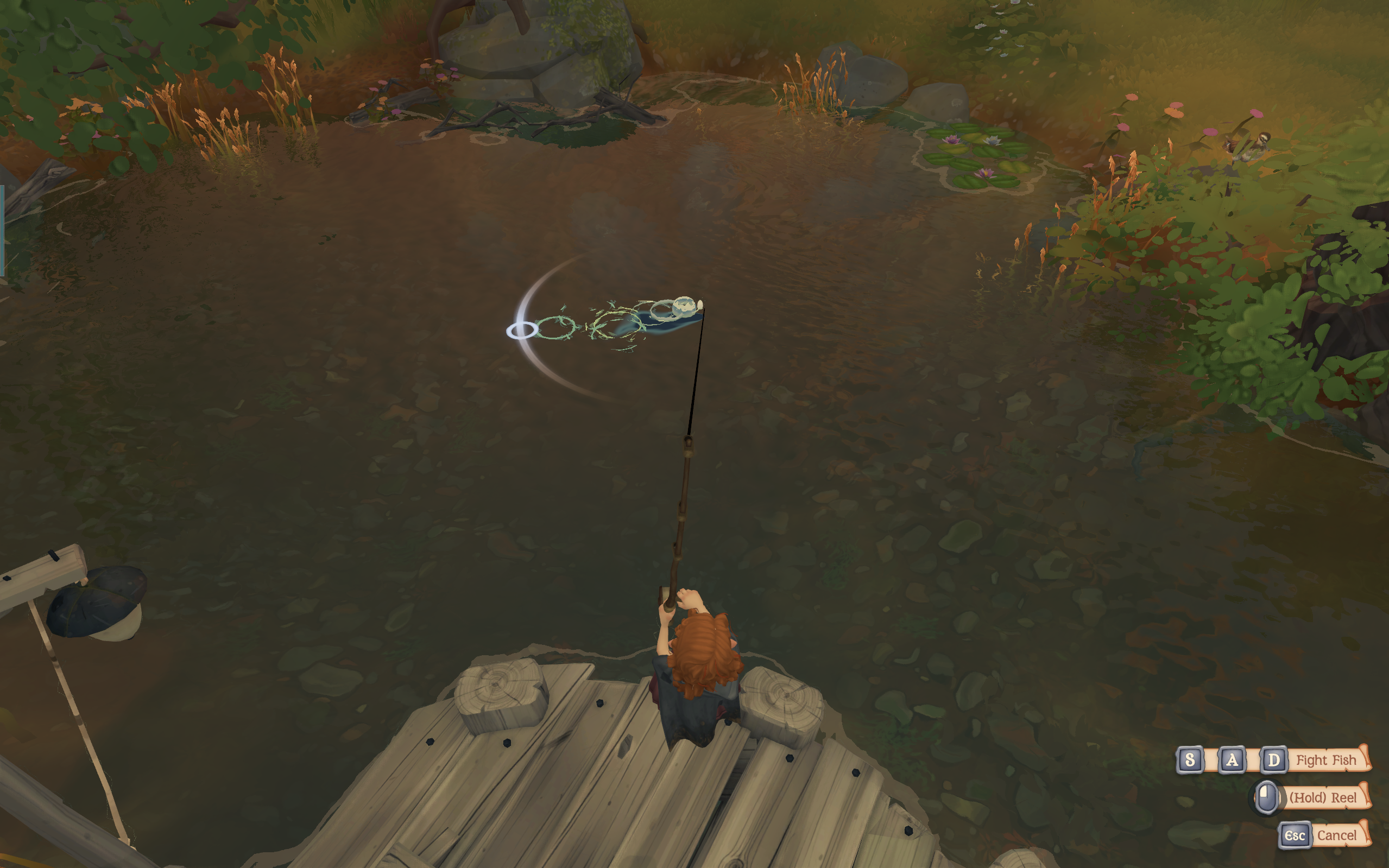 In-game screenshot of fishing in Tales of the Shire