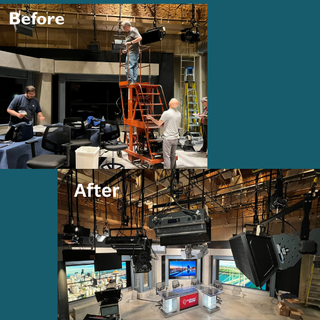 Before and after shots of a PBS studio in Tacoma.