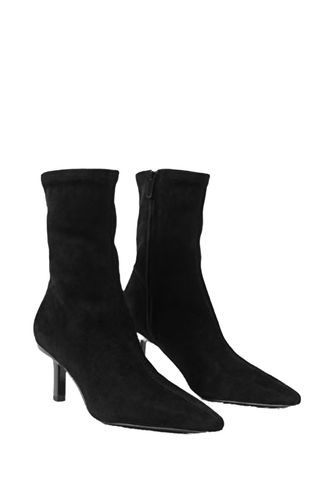 Stretch-Leather Ankle Boots