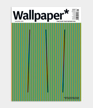Artist Carlos Cruz-Diez Wallpaper* magazine cover design featuring Op Art for January 2016 issue