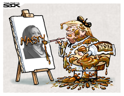 Political Cartoon U.S. Kamala Harris Vice President Trump Nasty Woman