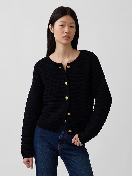 100% Cotton Textured Sweater Jacket