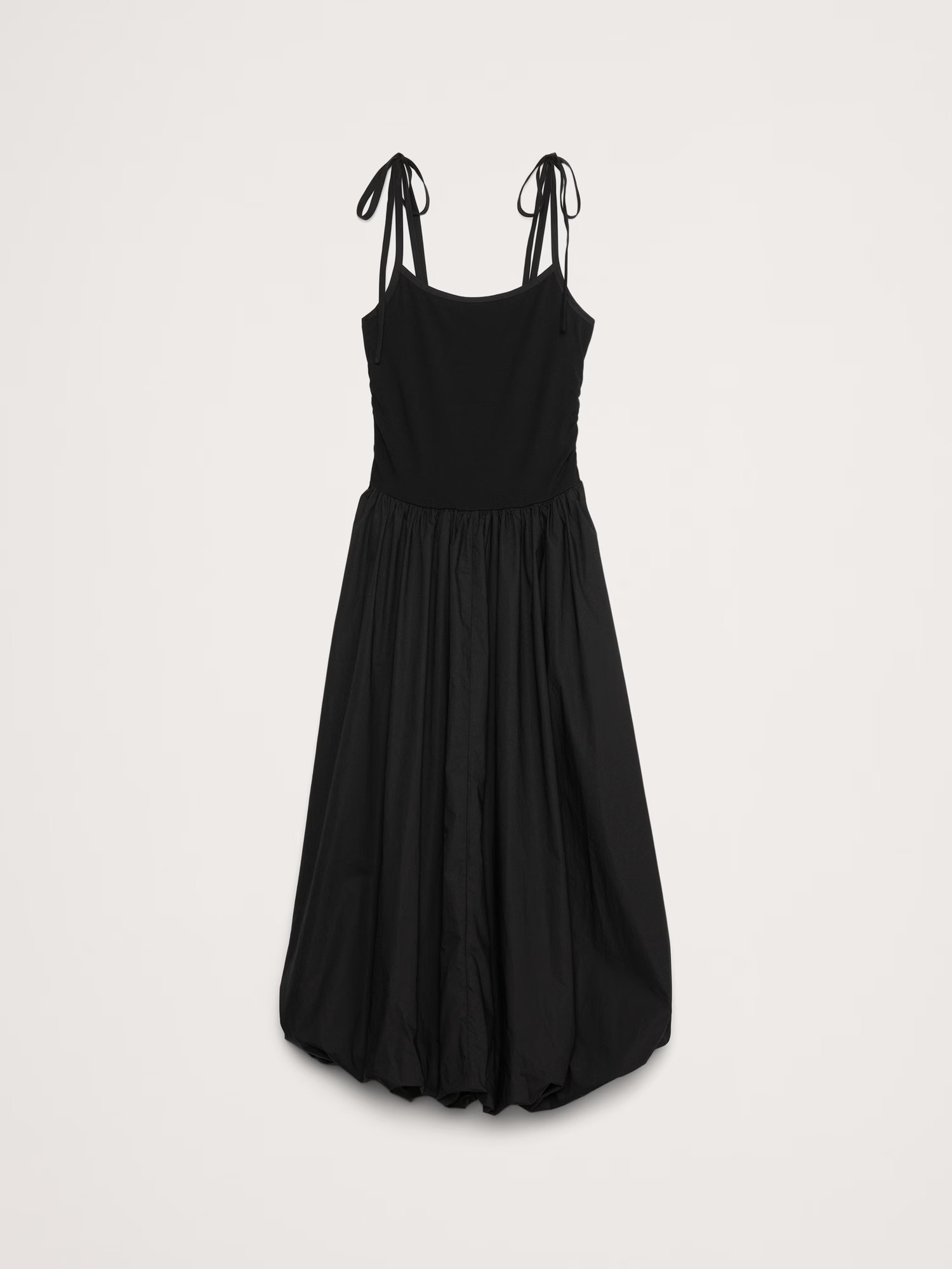 Mixed Media Bubble-Hem Maxi Dress