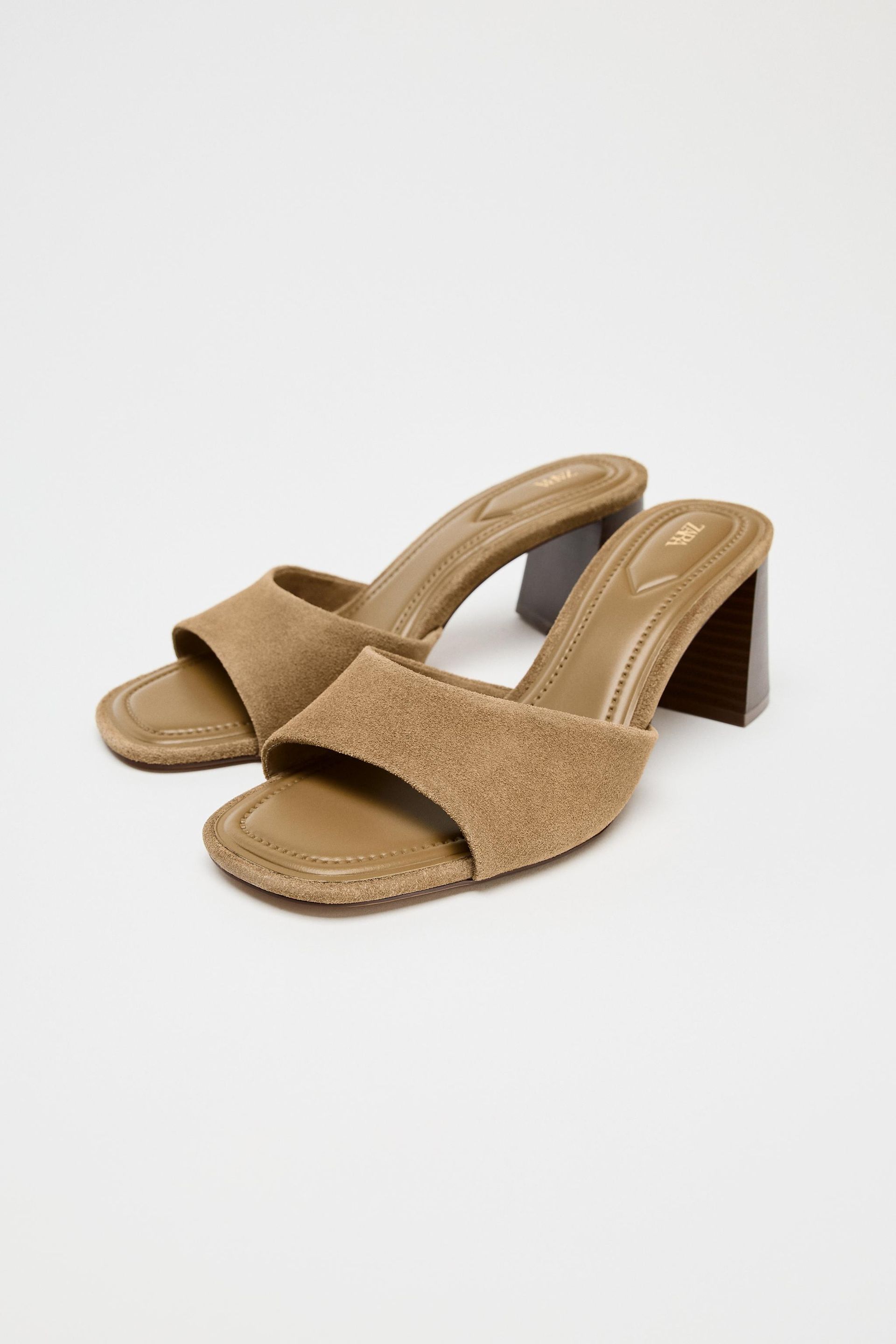 Split Suede Heeled Sandals