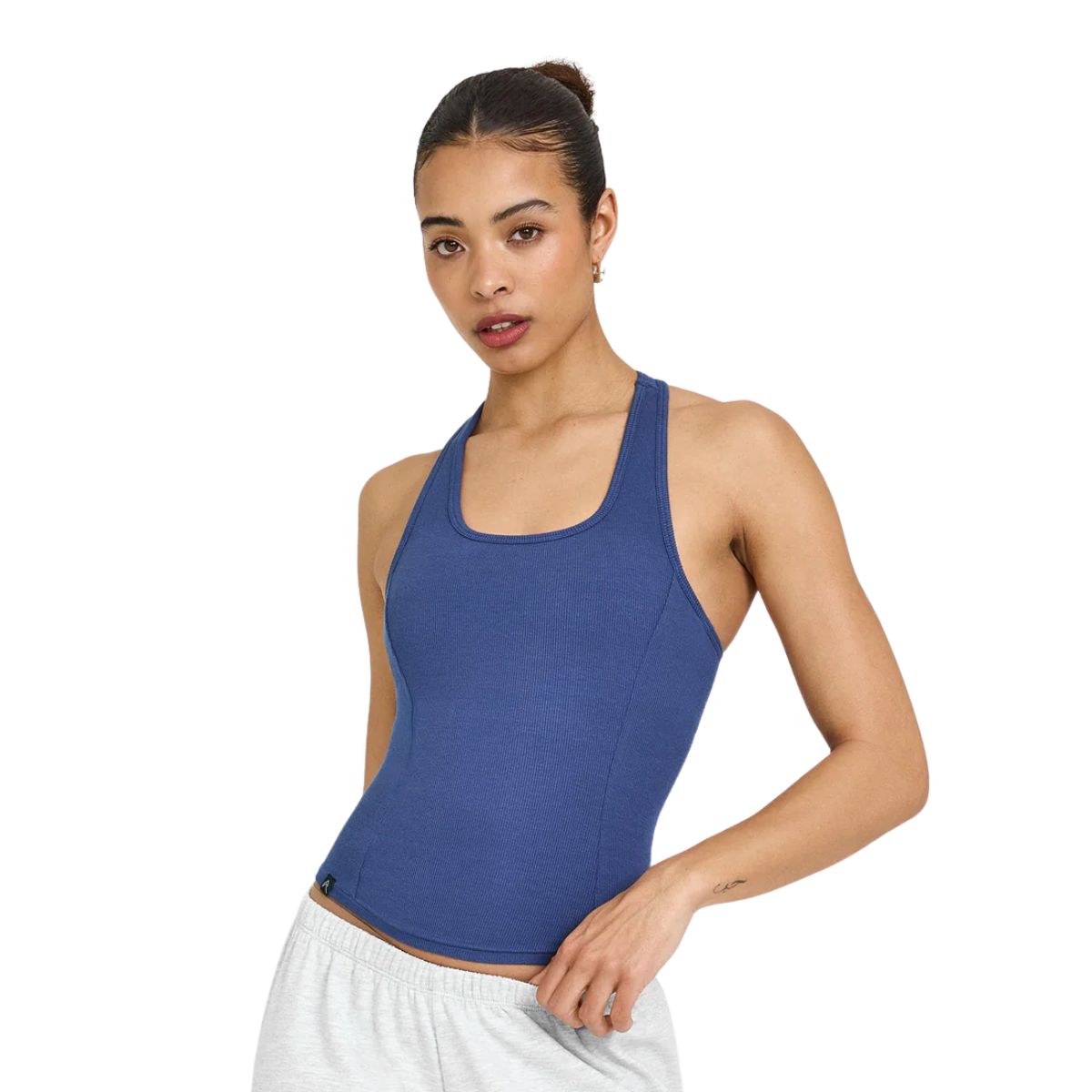 Mellow™ Rib Scoop Neck Vest With Built in Bra Shelf | Shadow Blue