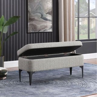 Large Modern Sustainable Gray Woven Storage Bench