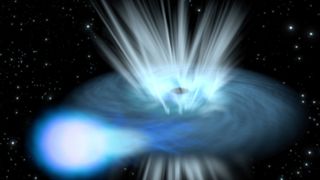 Artists impression of a black hole destroying a nearby star. The researchers believe such a collision may be responsible for this new type of explosion.