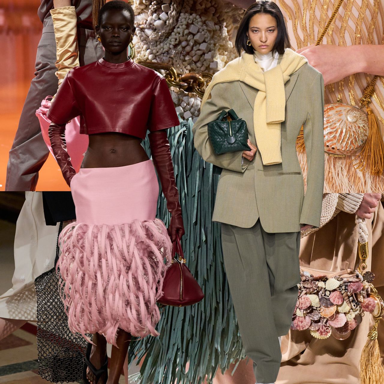 bag trends on the spring 2026 runways of prada, bottega, loewe, tory burch, balmain, and ulla johnson